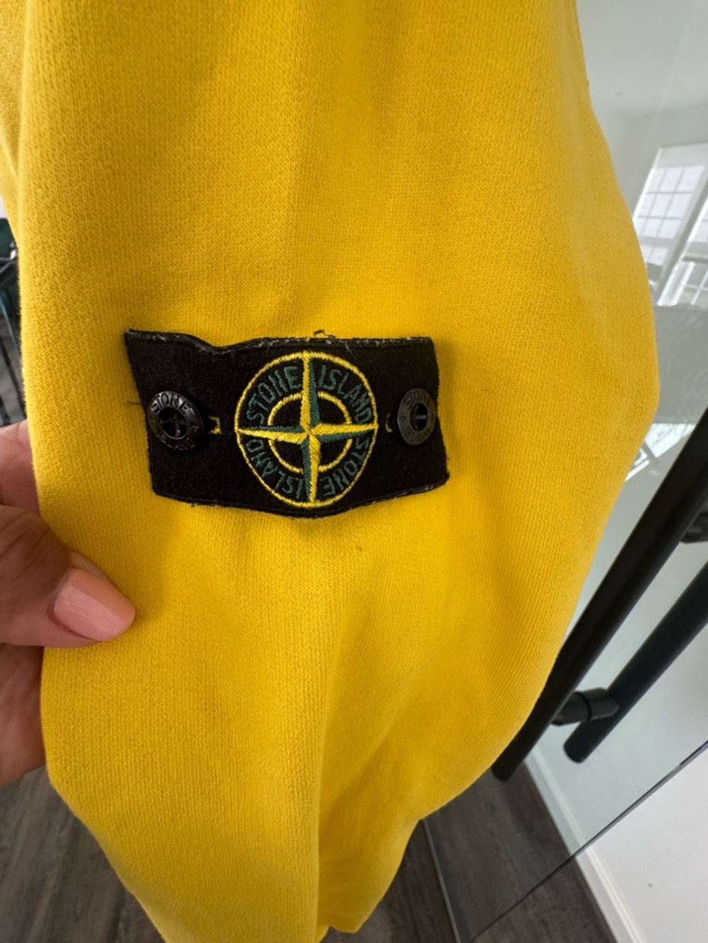 Stone Island Yellow Knit Sweater with Black Compass Badge